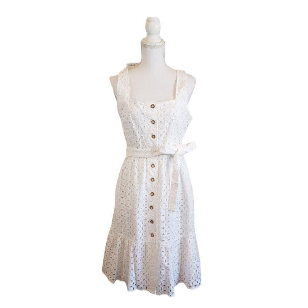 A loves a Eylet Button Up Belted Cotton Dress